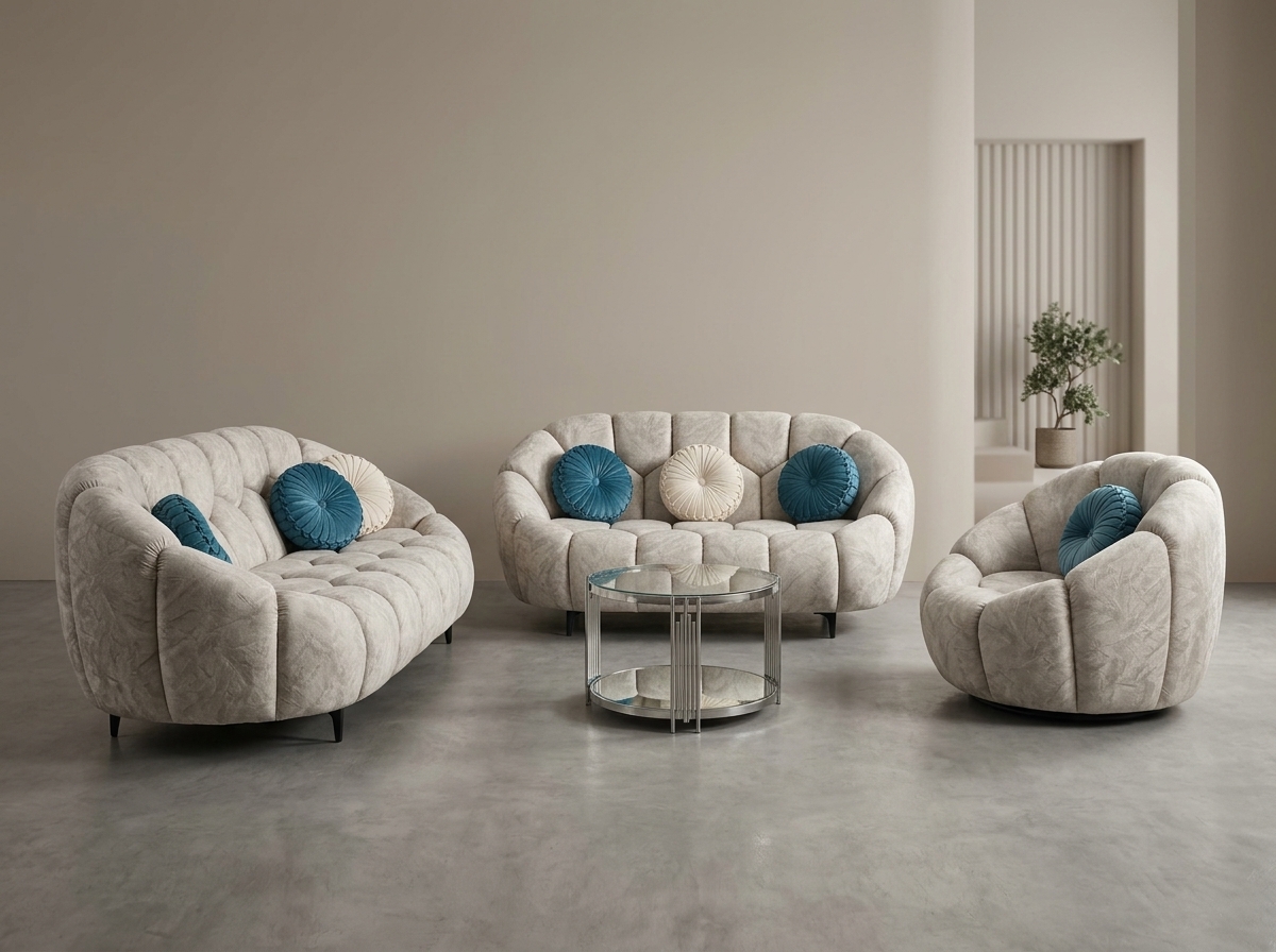 Juego de Sala Concha Burbuja Beige (3 Piezas), Salas & Cocinas